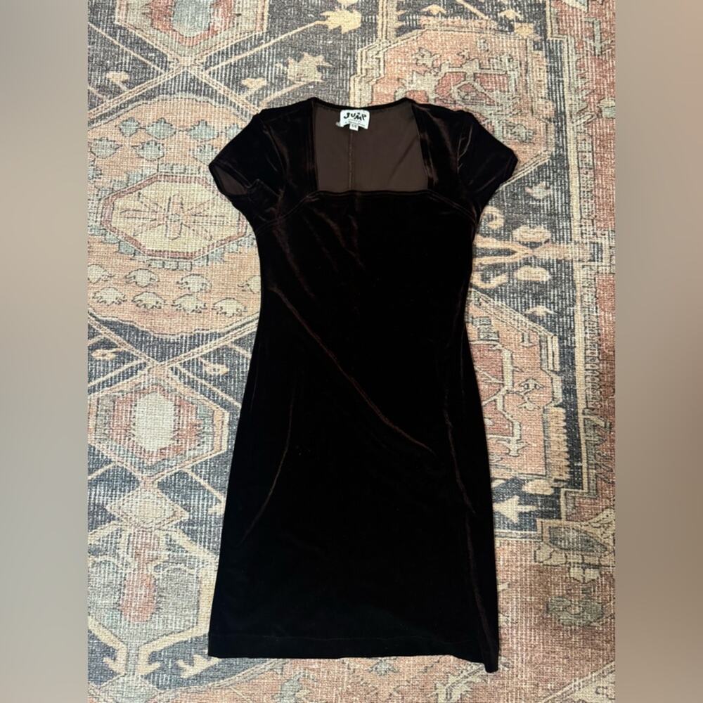 Vintage Velvet Brown Mini Dress Y2K